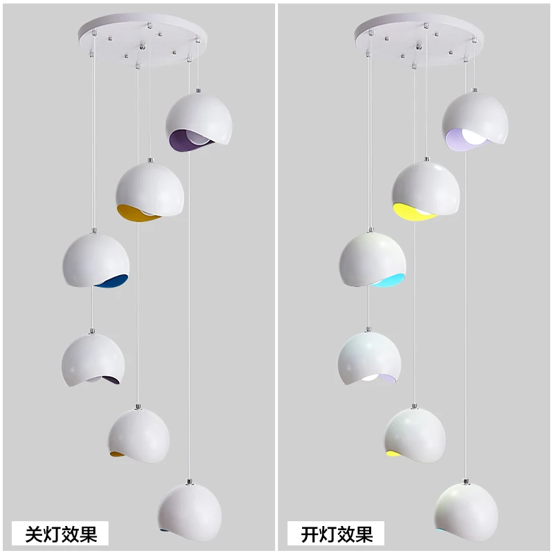 売る 階段光現代のミニマリスト Led スパイラル階段ぶら下げ創造的人格錬鉄製色マカロンペンダントライト FG50