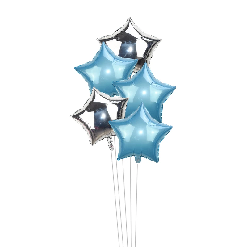 blue silver 5 шт. 18 дюймов золотой серебряный шар звезда из фольги Свадебные шары украшения для душа ребенка детские шары для дня рождения - Цвет: blue silver