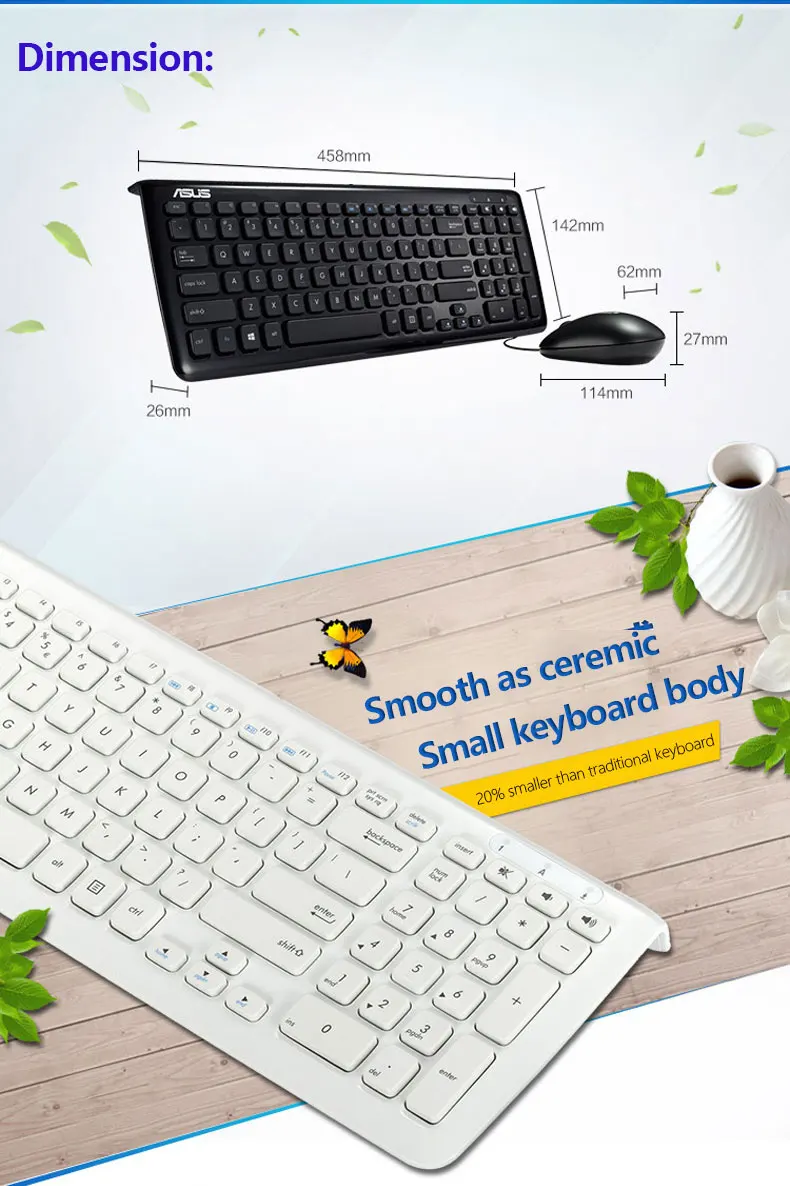 ASUS KM-100 клавиатура и мышь комбо официальное использование USB Проводная эргономичный дизайн дугообразный край Asus ноутбук Настольный Esports