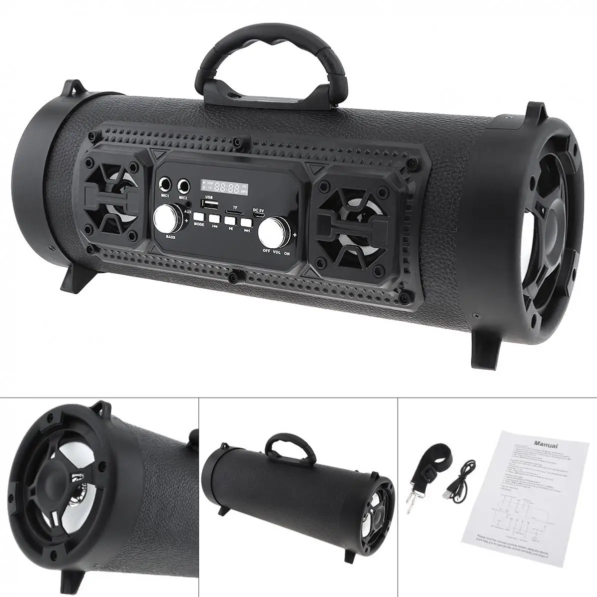 

Color Light Subwoofer Bluetooth-compatible Speaker with FM / TF / AUX / USB / Microphone connector for Home / Party /Outdoor