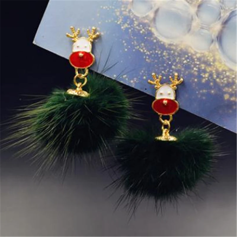 DoreenBeads полиэфирные серьги Золотой Рождественский X'mas Pom Ball эмаль многоцветный