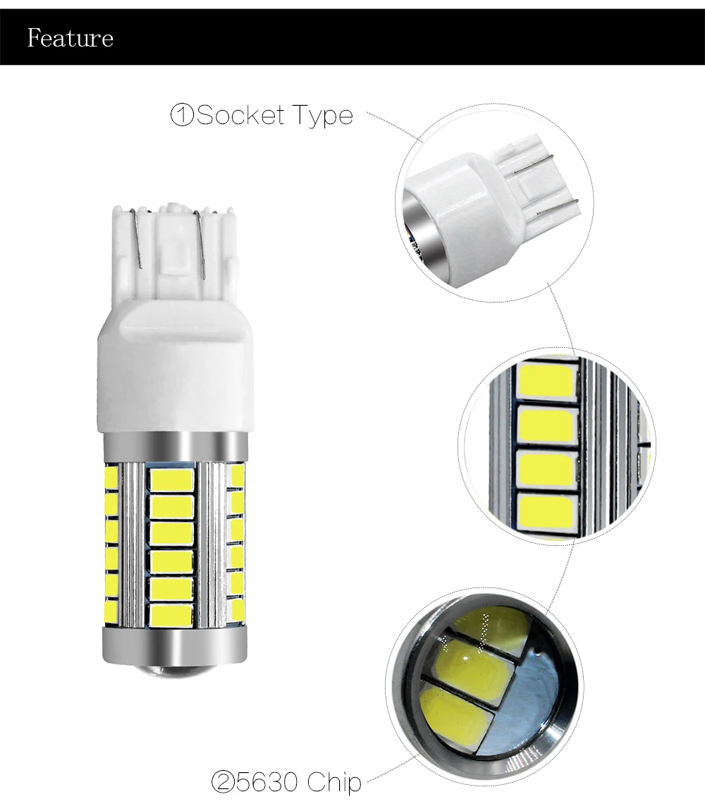 Цельнокроеное платье 7443 T20 W21W 7440 33 SMD 33SMD светодиодный 5630 5730 резервная туман светильник тормозные лампы 12V Белый цвет красный, желтый