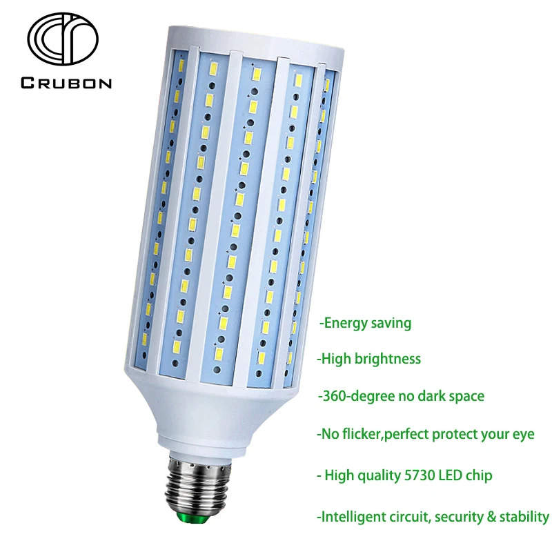 Crubon кукурузная Светодиодная лампа E27 светодиодная 220 В 5 Вт 10 15 20 25 30 40 60 80 SMD 5736 без