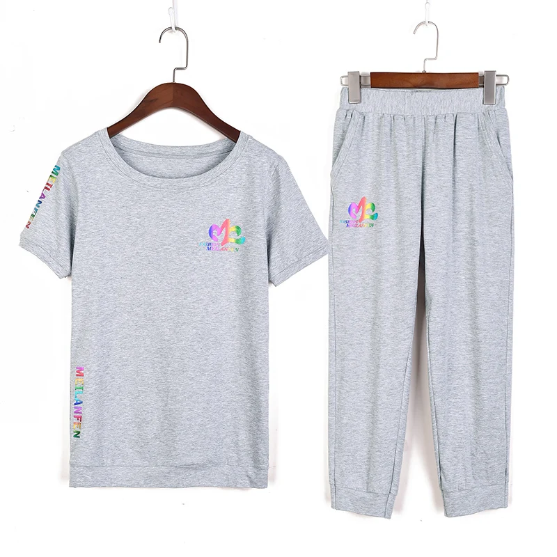 Новинка 2020 повседневная спортивная одежда с принтом и круглым вырезом женская