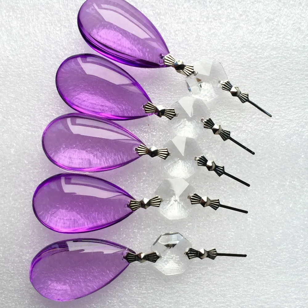 

H-2.8" (72mm) 20strips, Top Quality Purple Crystal Bead With Pendants For Birthday Party Decoration, Cake topper Decoration