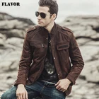 Мужская кожаная мотоциклетная куртка FLAVOR, куртка из натуральной кожи в стиле ретро, для зимы, 2017