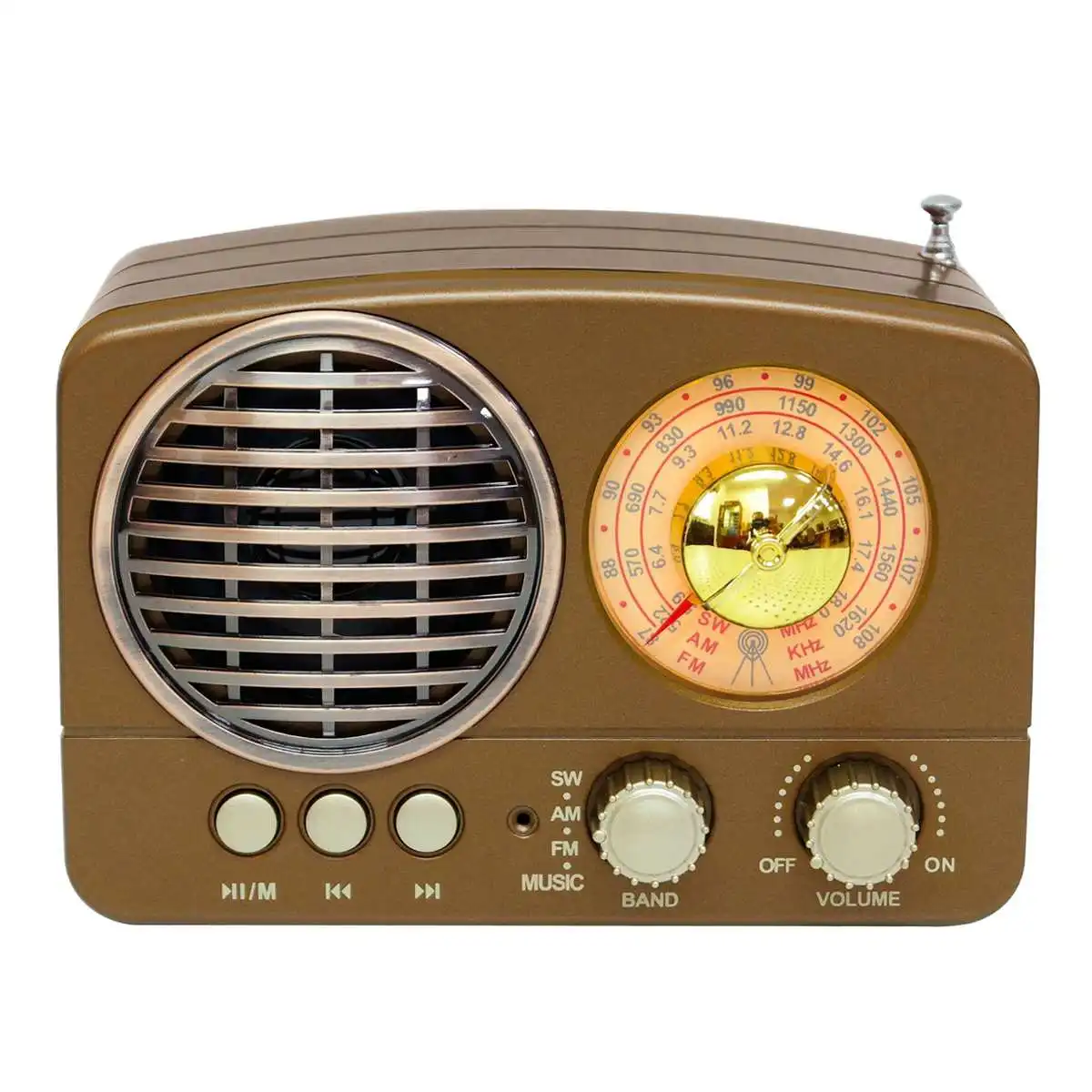 Dark wood grain 130x90x70 мм Портативный винтажный Ретро Радио AM FM SW bluetooth динамик TF слот для карт usb зарядка для дома путешествия мини радио - Цвет: Dark wood grain
