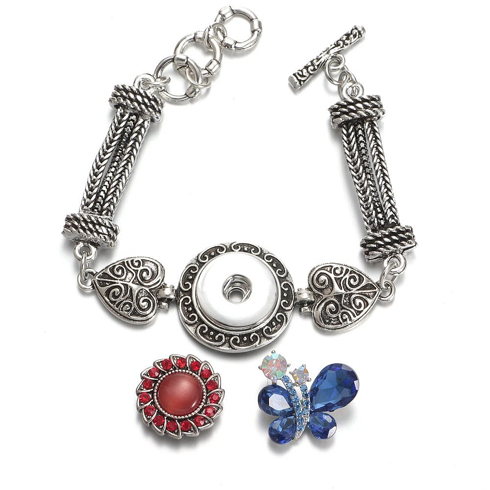 10 шт./лот подвески с металлическим кристаллом и цветочным узором 18 мм кнопки для