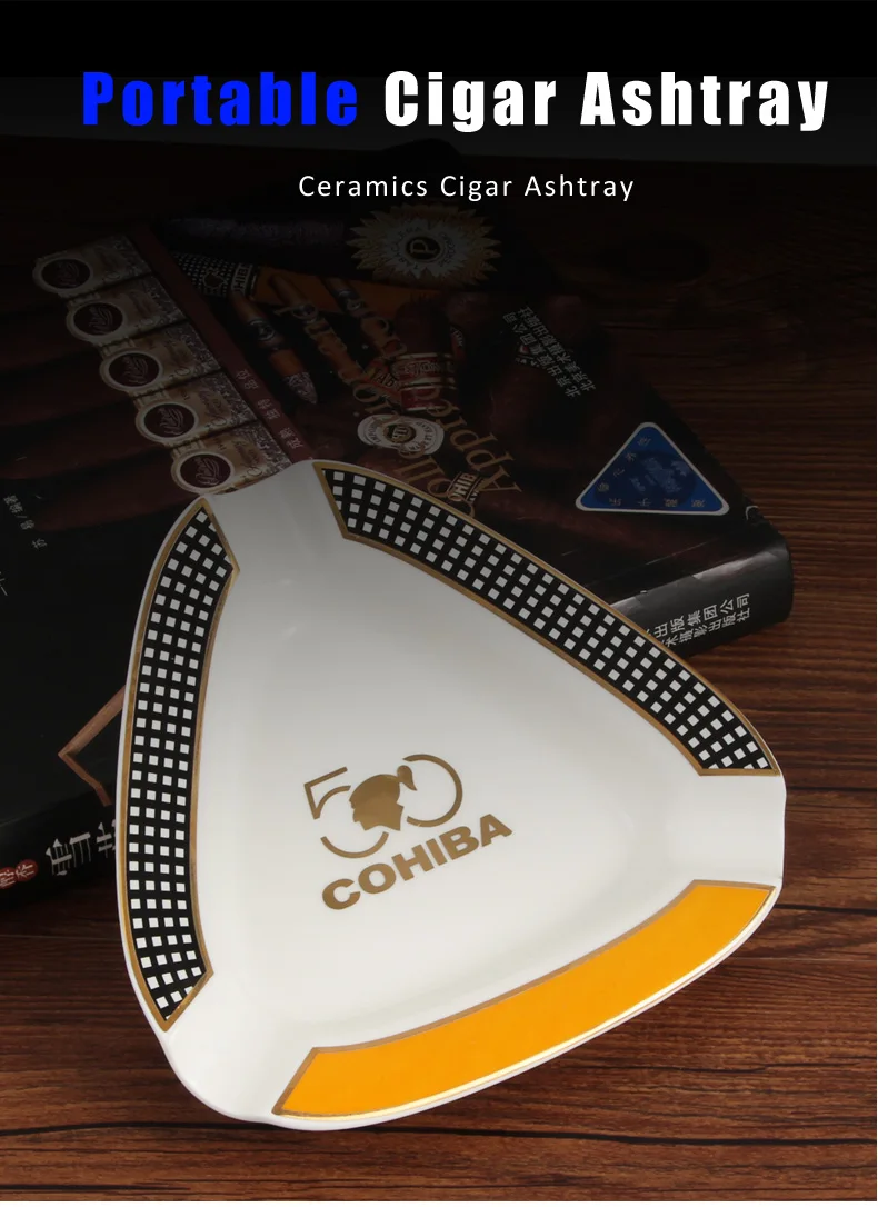 COHIBA пепельница для сигар Роскошные Большие пепельницы 3 сигары держатель для отдыха керамический пепельница для сигарет аксессуары для курения Cenicero для сигар