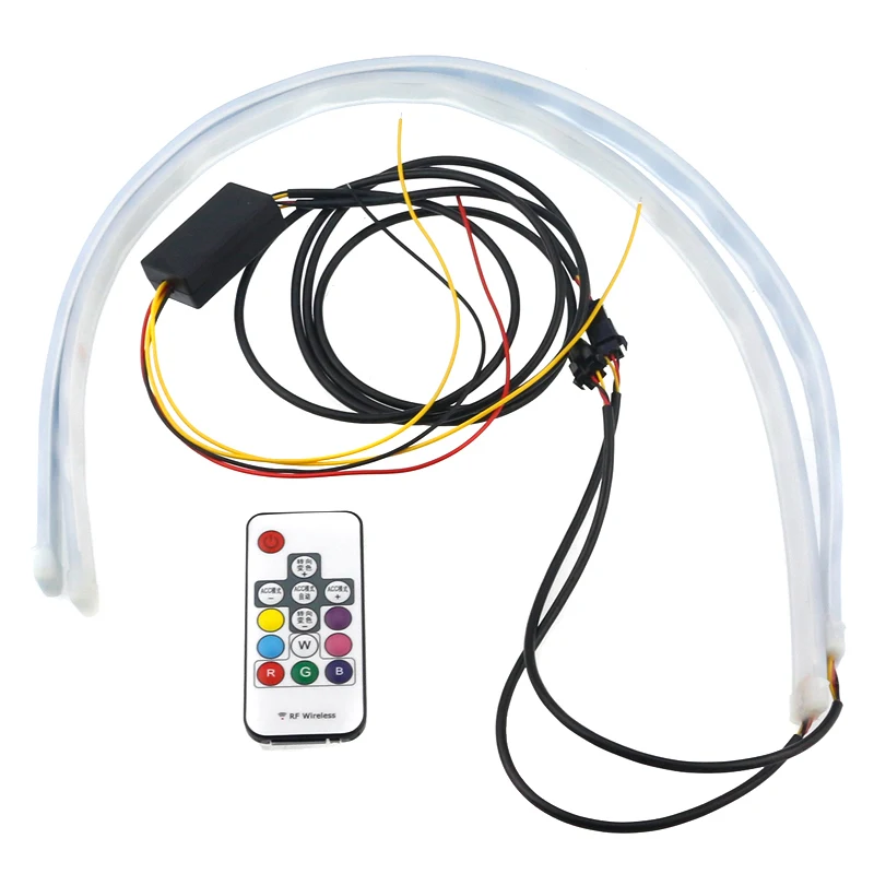 

Hot 2Pcs RGB LED Light Strips for Headlight DRL Turning Light with Remote Control BX