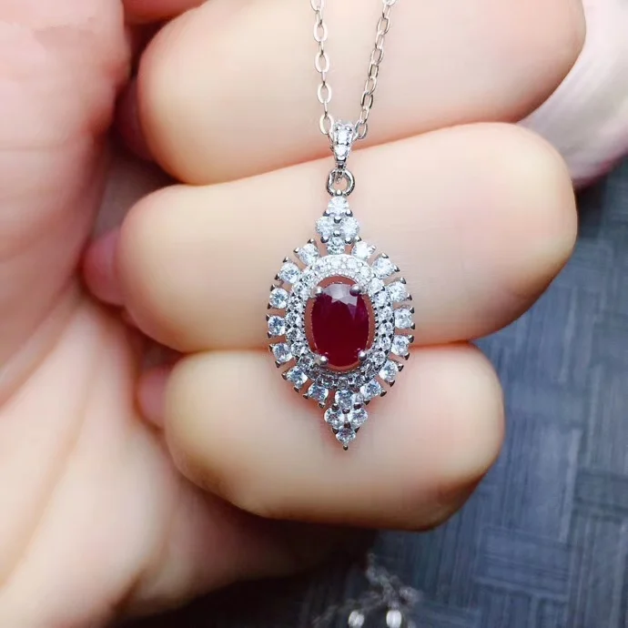 Женские Подвески с рубинами PROCOGEM ожерелье из серебра 925 пробы 4x6 мм 0 6ct бесплатная