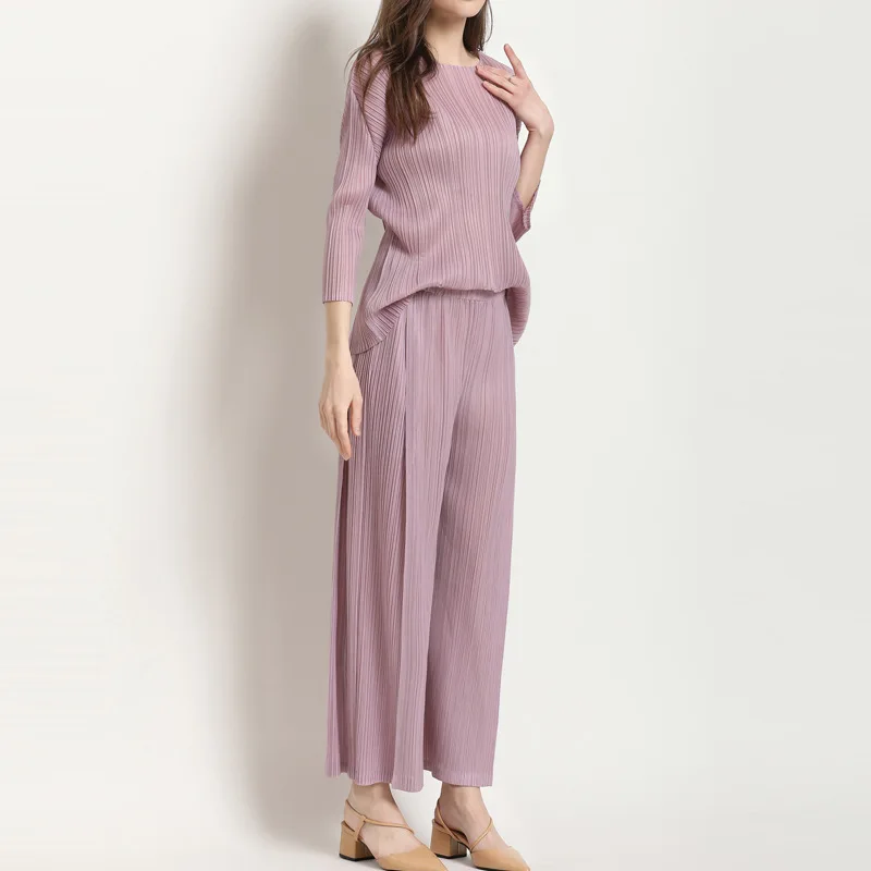 Женские свободные брюки LANMREM плиссированные с широкими штанинами 2 шт. весна 2020 |