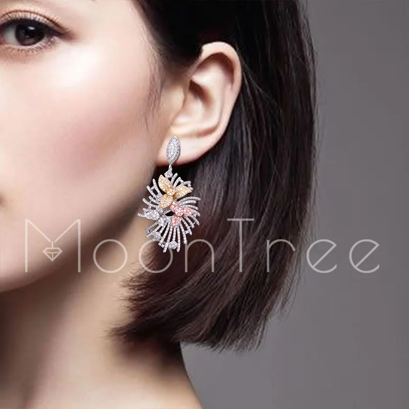 Роскошные цветочные серьги Moontree 50 мм с полным покрытием из микро