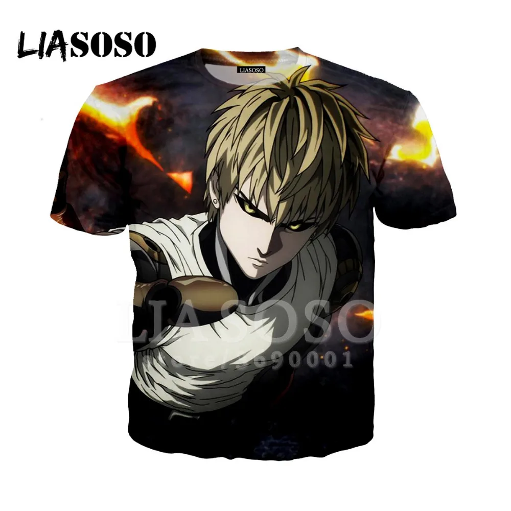LIASOSO 3D принт для женщин и мужчин Аниме One Punch-man Super Punch Man Genos футболка Летняя хип-хоп