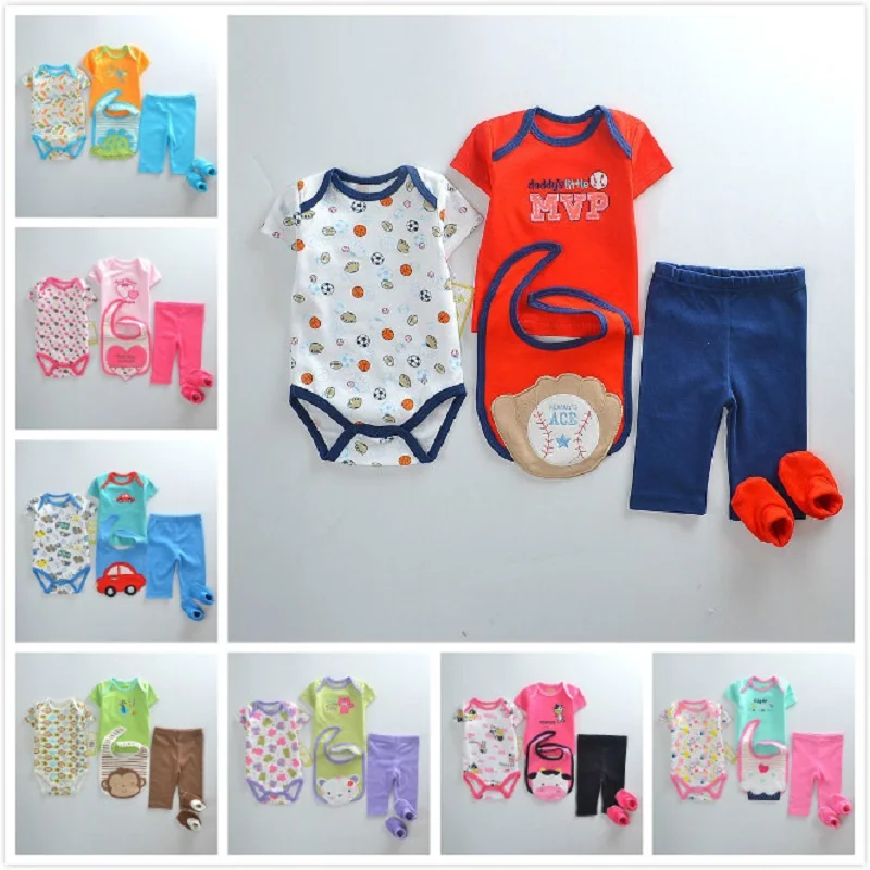 

2021 Baby Boy Clothes Suits 5-pieces Set baby clothing girl Bodysuit pant t-shirt sock bib 5pcs sets bebes jumpsuits newborn