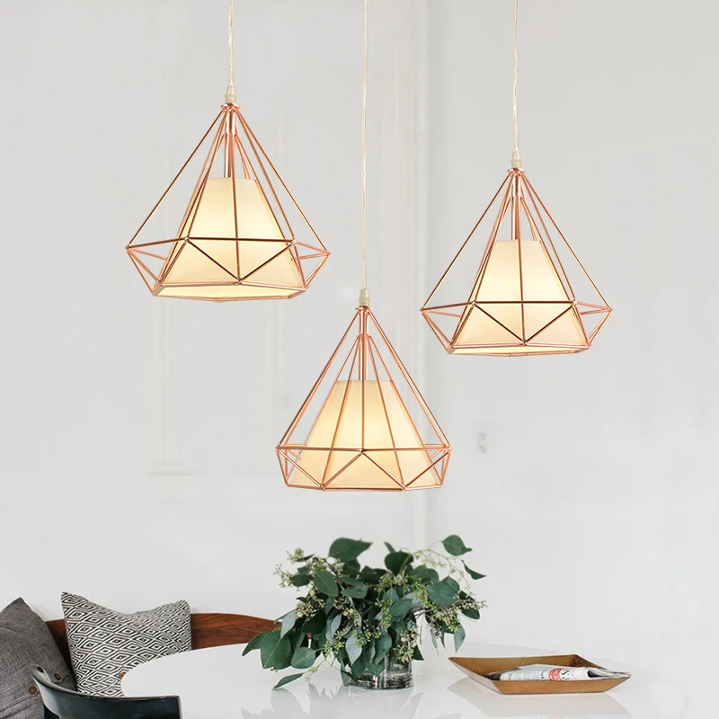 

Modern Nordic electroplating rose gold LED single head E27 pendant lamp for kitchen living room bedroom villa restaurant lobby