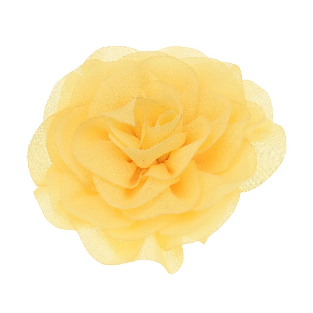 Yellow 12 шт. шифоновые оборки цветок для волос 7 см шифоновые цветы аксессуары для волос модный аксессуар свадебное украшение цветок для повязки на голову - Цвет: Yellow