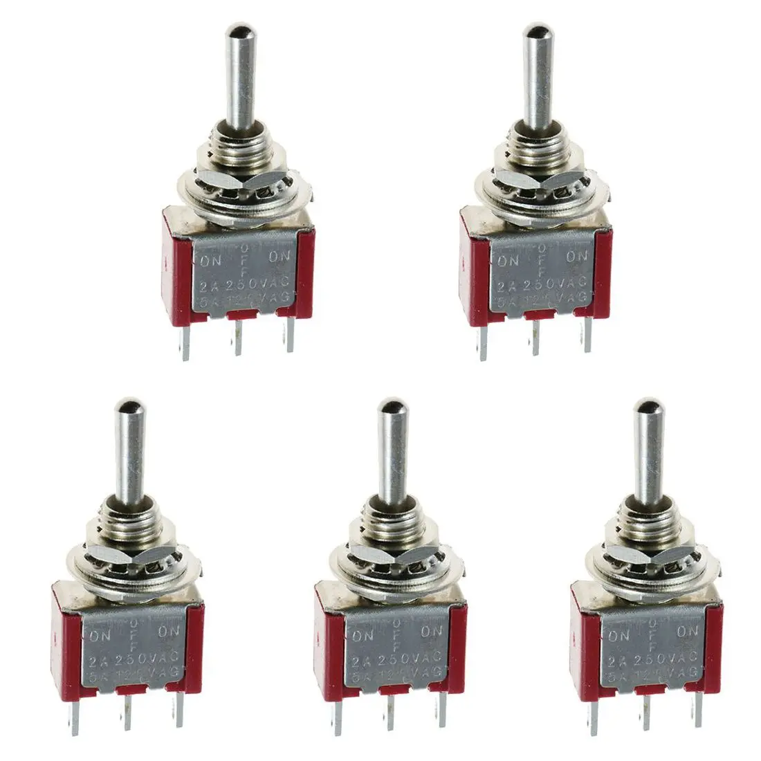 5 x Мини Мгновенный (вкл.) ВЫКЛ. переключатель модели Railway SPDT 12V Серебряный