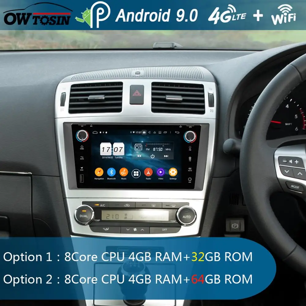 Автомобильный DVD плеер 7 &quotIPS 1024*600 8 Core 4G 64G Android 9 0 для Toyota Avensis 2009 2010 2011 2012 2013 2014 2015 DSP