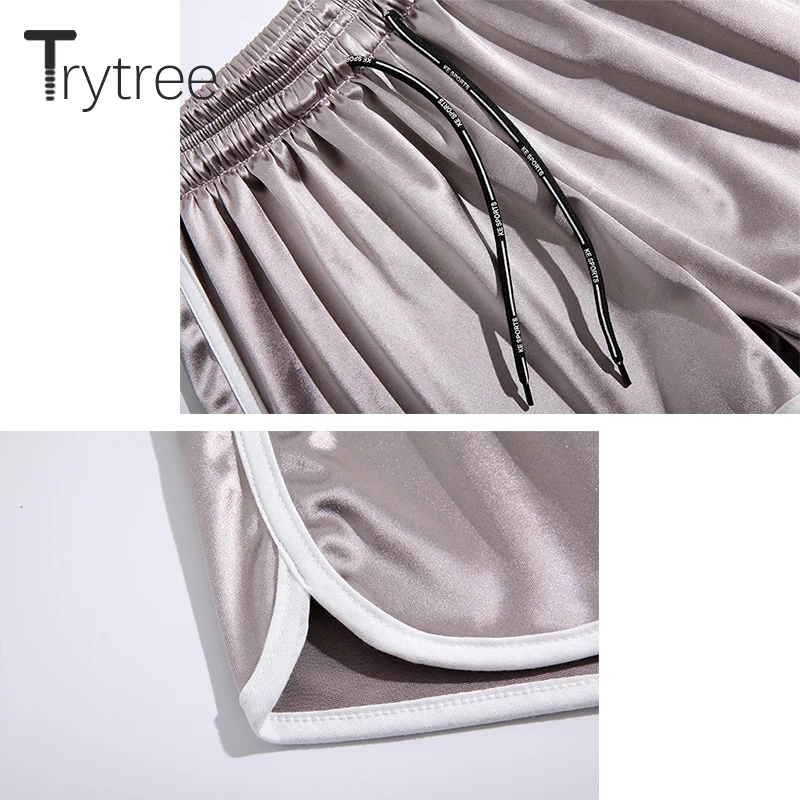 Trytree летние шорты для женщин повседневные полиэфирные одноцветные с буквенным