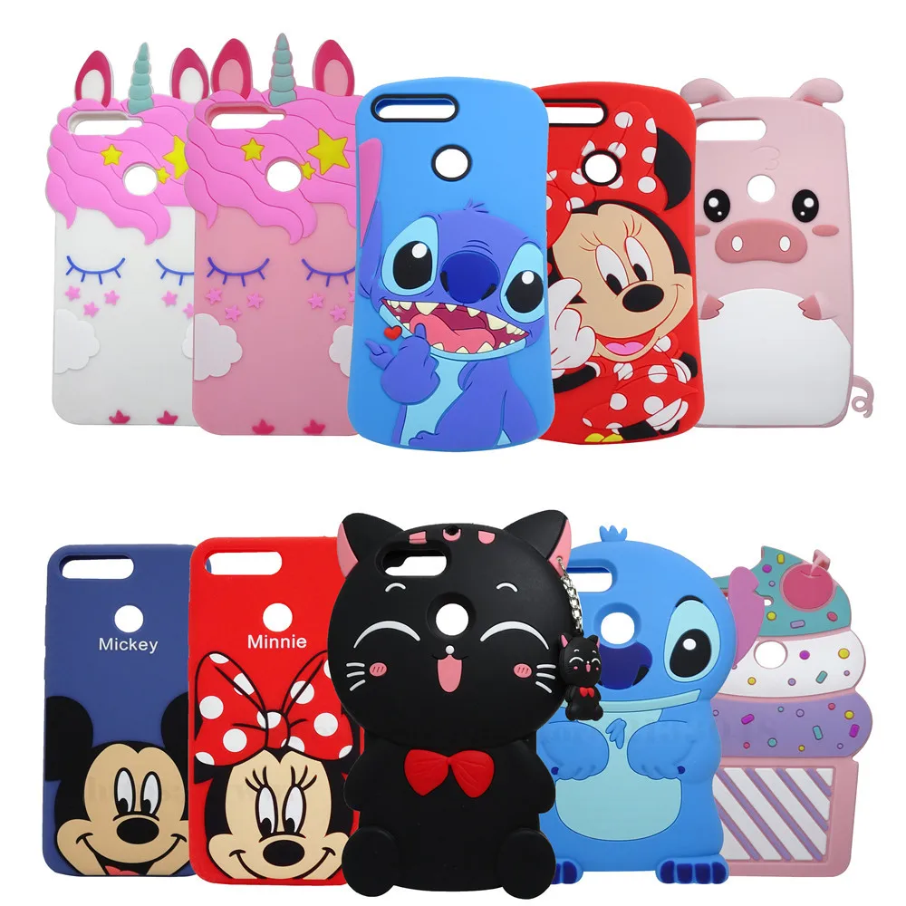 Phone Case For Huawei Y6 Prime 2018 3D cartoon shy unicorn Cover soft Silicone Y 6 |