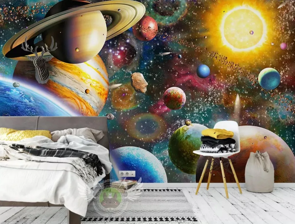 

[Самоклеющиеся] 3D Sun Planet Universe 62 настенная бумага настенная печать настенные наклейки