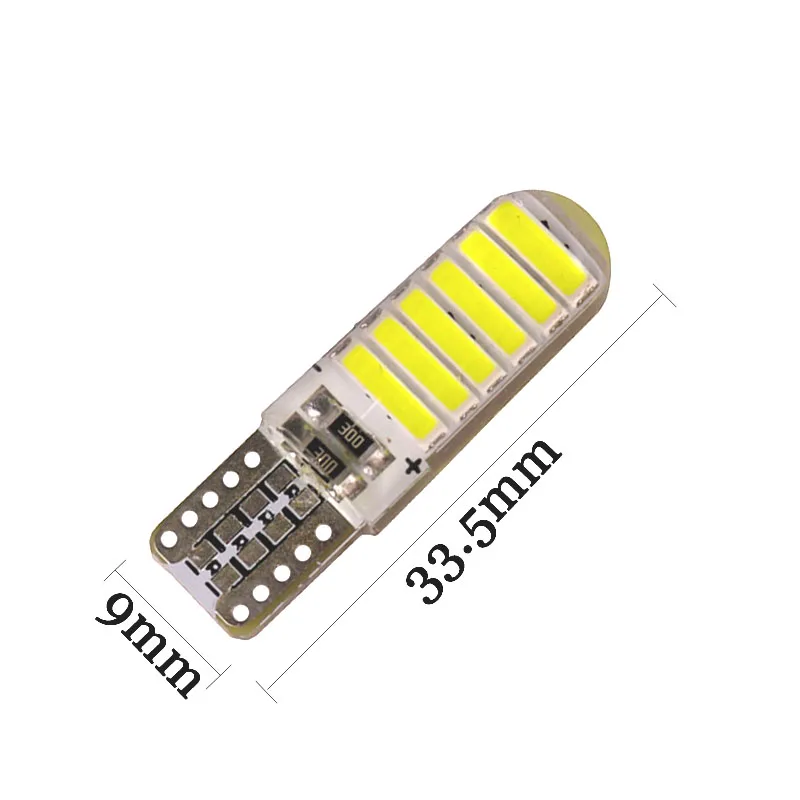 100pcs/lot T10 Silicone 12 SMD 7020 LED 34*12mm 1.2W 7014 194 W5W auto Signal lamp 12V 501 Side Wedge parking bulb for lada | Автомобили и