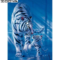 zooya diy diamond embroidery animal painting cross stitch animal tiger diy mosaic diamond square rhinestone home decoration p193