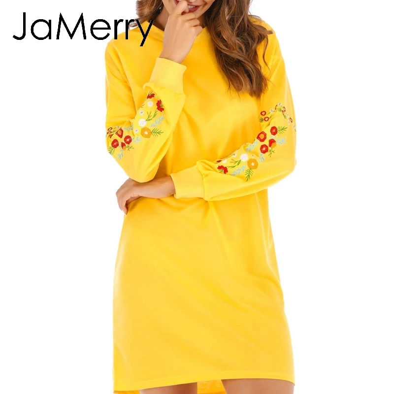 JaMerry Этническая Богемия для женщин Мини Короткое платье вышивка цветочный с