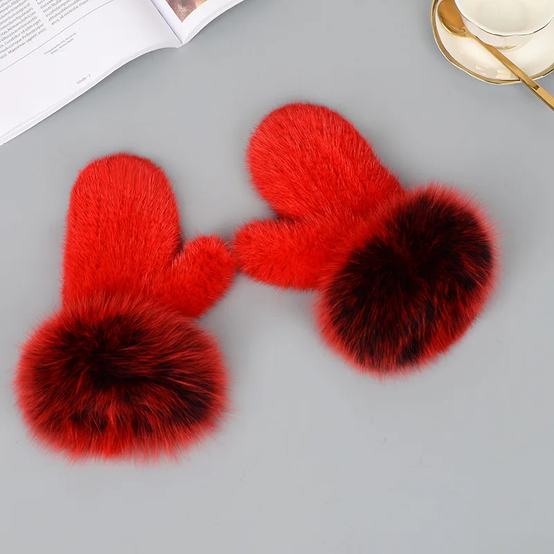 Female mink gloves color bare fingers winter warm fur hair hand-made fox hai MZ101 | Аксессуары для одежды