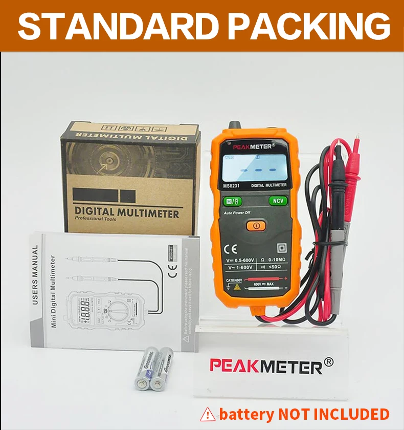 Цифровой мультиметр PEAKMETER PM8231 умные мультиметры Бесконтактный Мини Авто DC AC Сопротивление напряжения NCV тестер