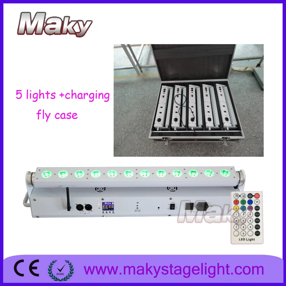 (5 фары с дорога случай) перезаряжаемые Батарея DMX Беспроводной Питание 12*18 Вт 6 в 1