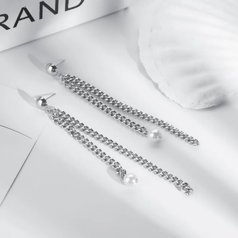 HanCheng новые модные Висячие медные длинные серьги с веревочной цепочкой подвески