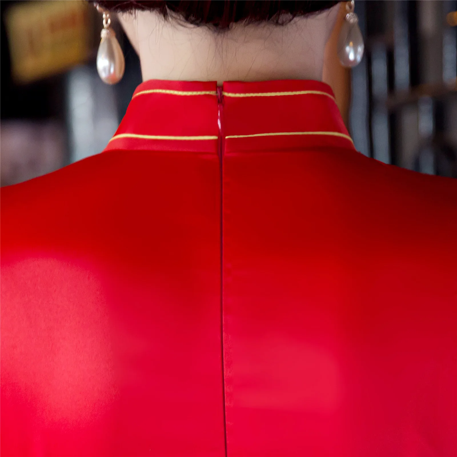 Женское традиционное красное платье Ципао китайское с рукавом для женщин