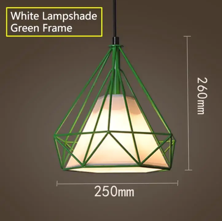 Green Frame Современный черный светильник в виде птичьей клетки Железный минималистичный Ретро Лофт Пирамида подвеска лампа металлическая клетка с E27 - Цвет корпуса: Green Frame