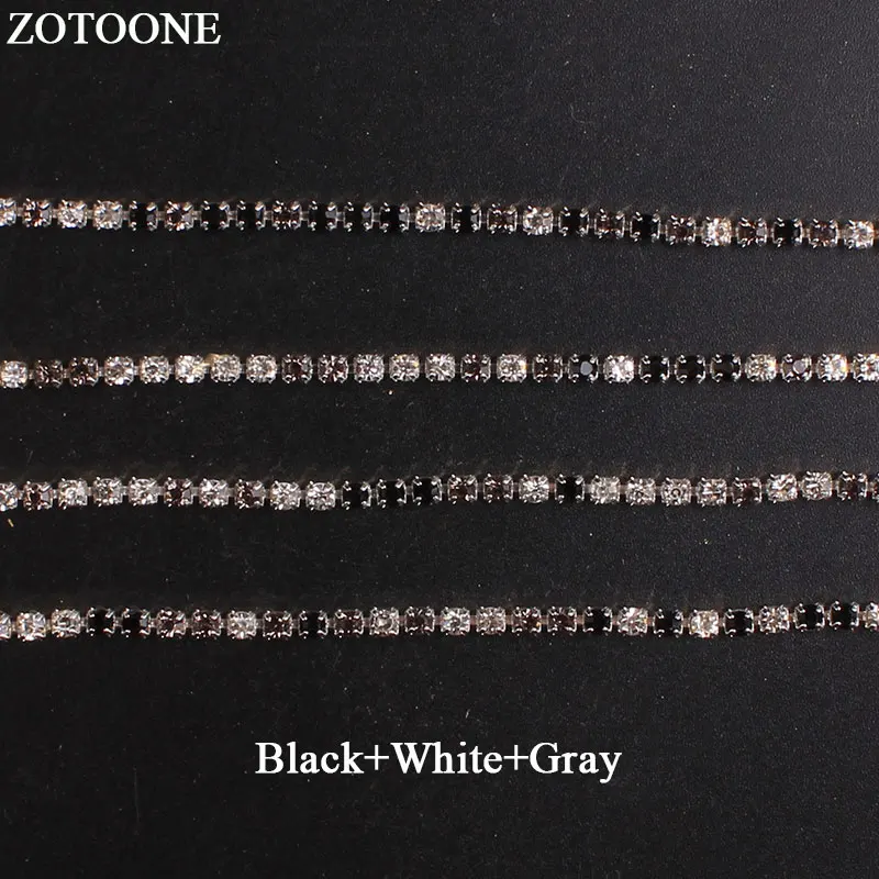 Стразы ZOTOONE SS10 1 год черный серый белый цвет стразы s для одежды кристаллы цепочка