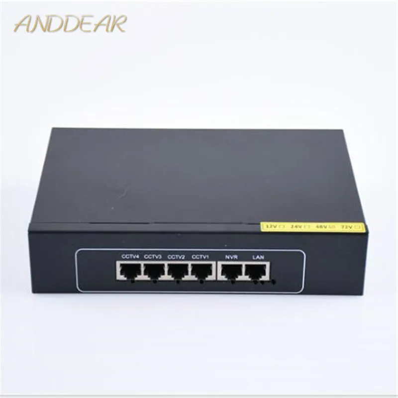 48V  4 port PoE Switch 10/100 Mbps Smart Switch met 2*10/100 mbps UP Link poort 250 meter Belde Ingebouwde Voeding