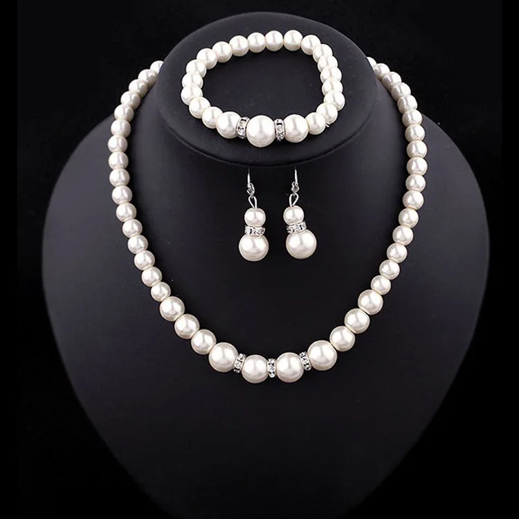 Ltumbe Luxury Crystal Simulated Pearl Jewelry Sets Bib Statement Choker Necklaces Earrings Bracelets for Women Party Bijoux | Украшения и