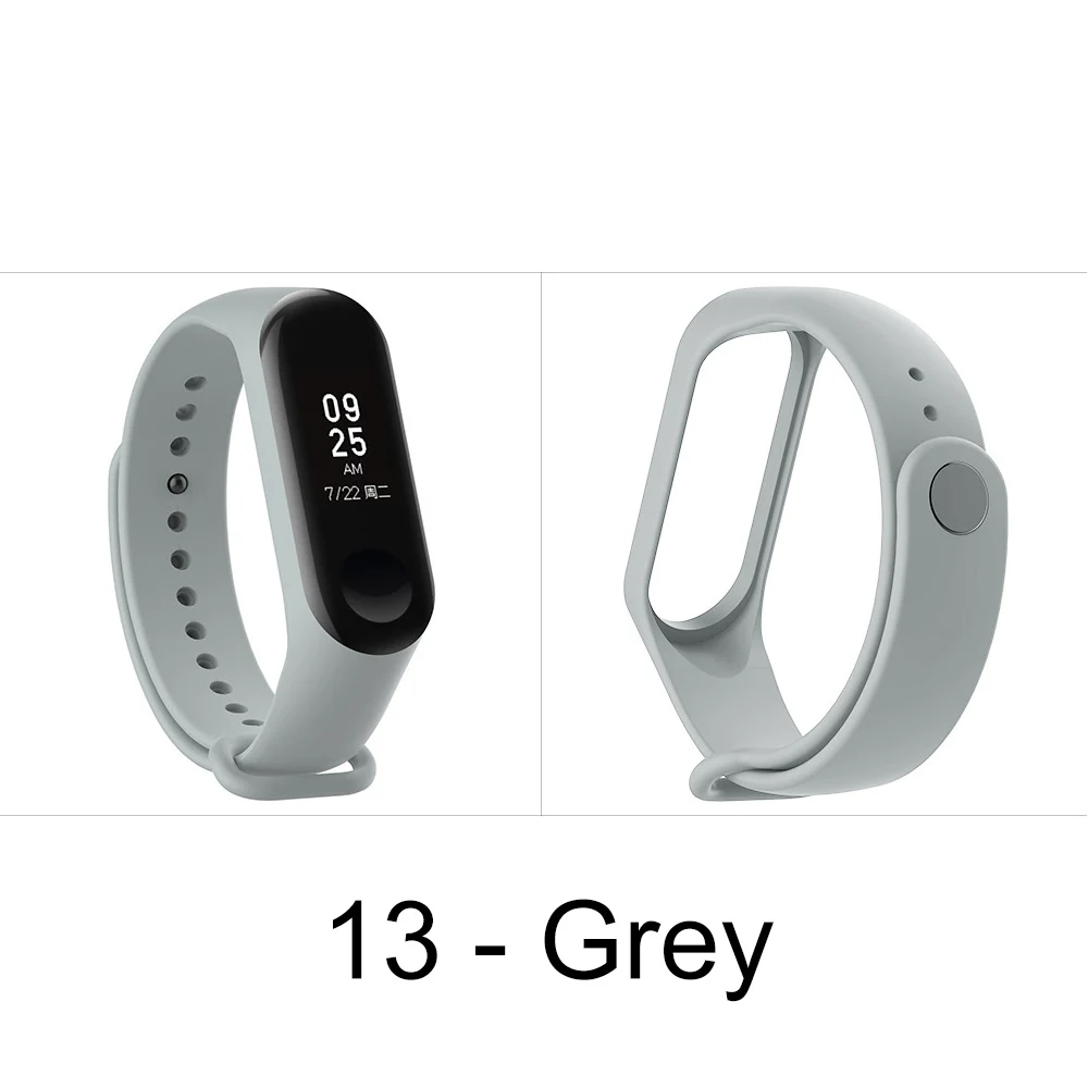 13 Grey Ремешок для Xiaomi Mi Band 4 ремешок Смарт-аксессуары браслет для Xiaomi Mi band 4 ремешок Смарт-браслет Mi Band 3 Браслет 13 цветов - Color: 13 Grey