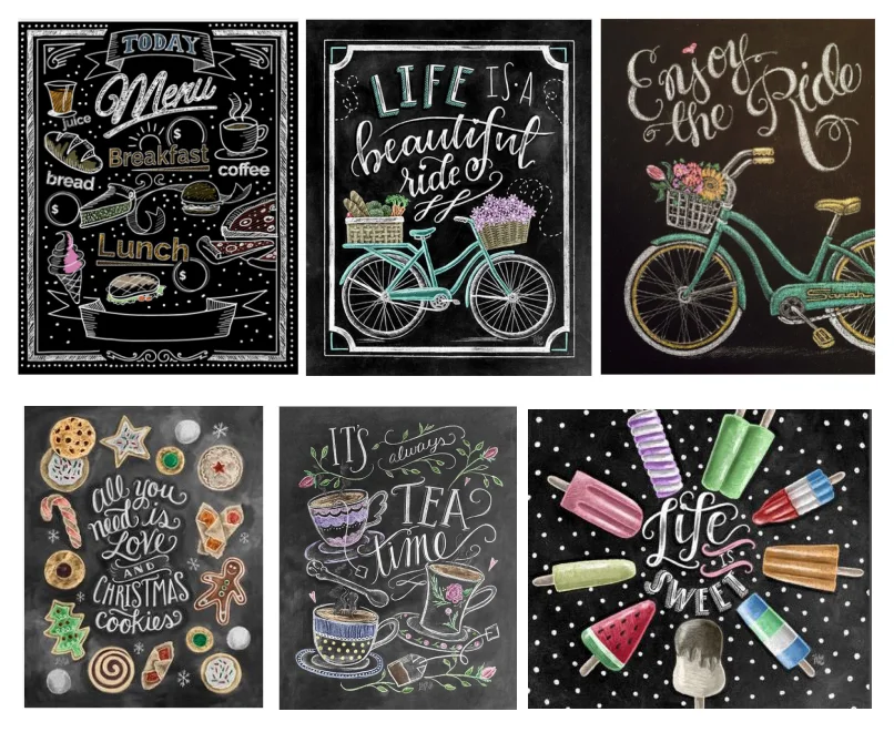 5D DIY full drill diamond embroidery kits black board picture of rhinestones mosaic painting living room decor RD096 | Дом и сад