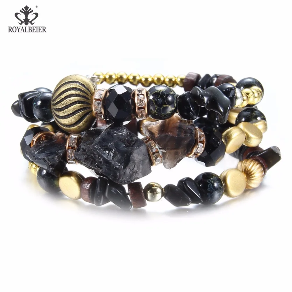 Многослойный браслет с бусинами из натурального камня в стиле ретро|Браслеты