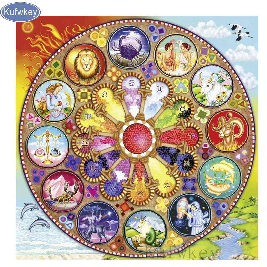 Алмазная 5d Вышивка со знаками Зодиака картина с квадратными стразами вышивка