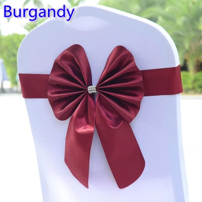 Burgandy цветной пояс для стула бабочка стиль галстук-бабочка стрейч лайкра лента