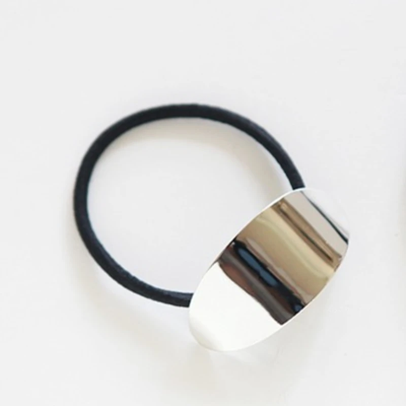 1Pc Women Metal Hair Ties Ponytail Holder Vintage Ring Elastic Rubber Hairband Simple Rope Elegant Accessories |