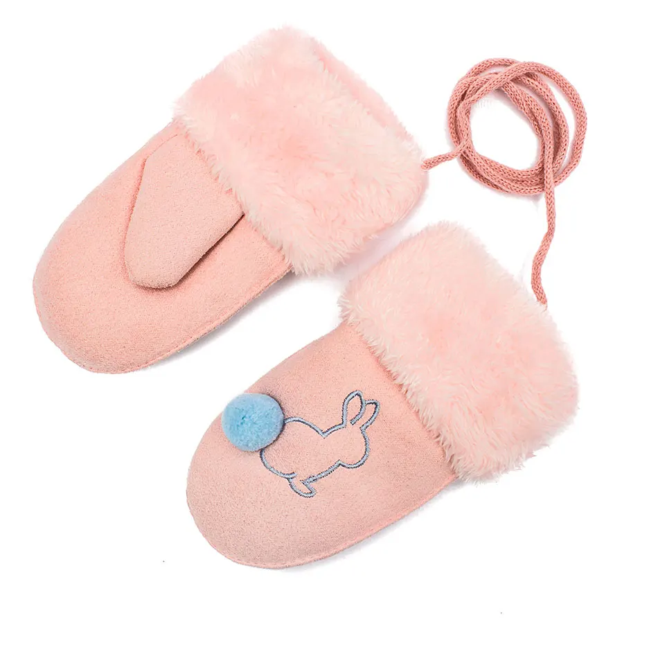REAKIDS/Новинка; зимние милые детские перчатки с кроликом; варежки с героями мультфильмов; плотные детские перчатки; хлопковые зимние теплые перчатки; детские варежки