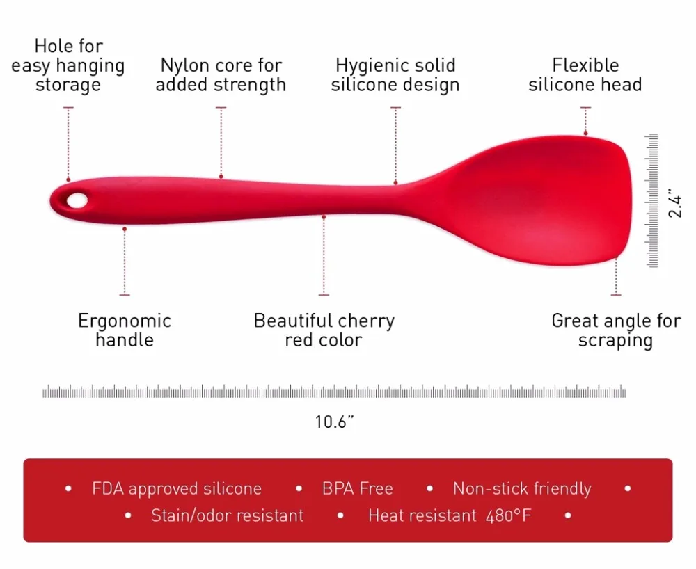 WALFOS Spatula Turner Spoonula ложка для смешивания с прорезями ковш 5 шт. кухонные силиконовые