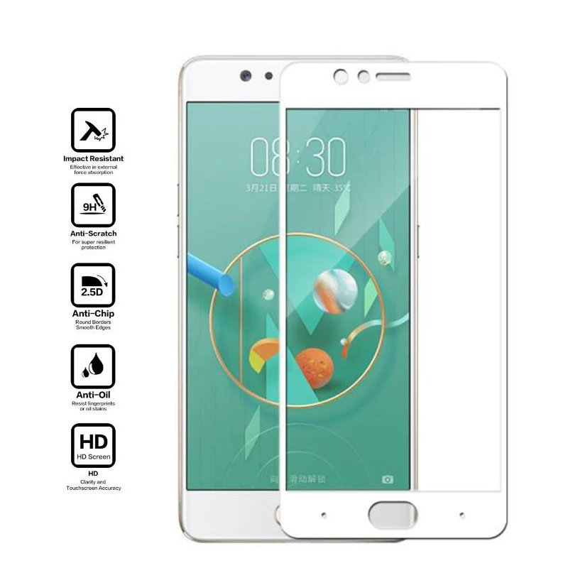 Защитная пленка на весь экран из закаленного стекла для zte Blade V8 A2 Plus Nubia M2 Lite Z17 Mini Z11 Mini S, Передняя пленка из закаленного стекла