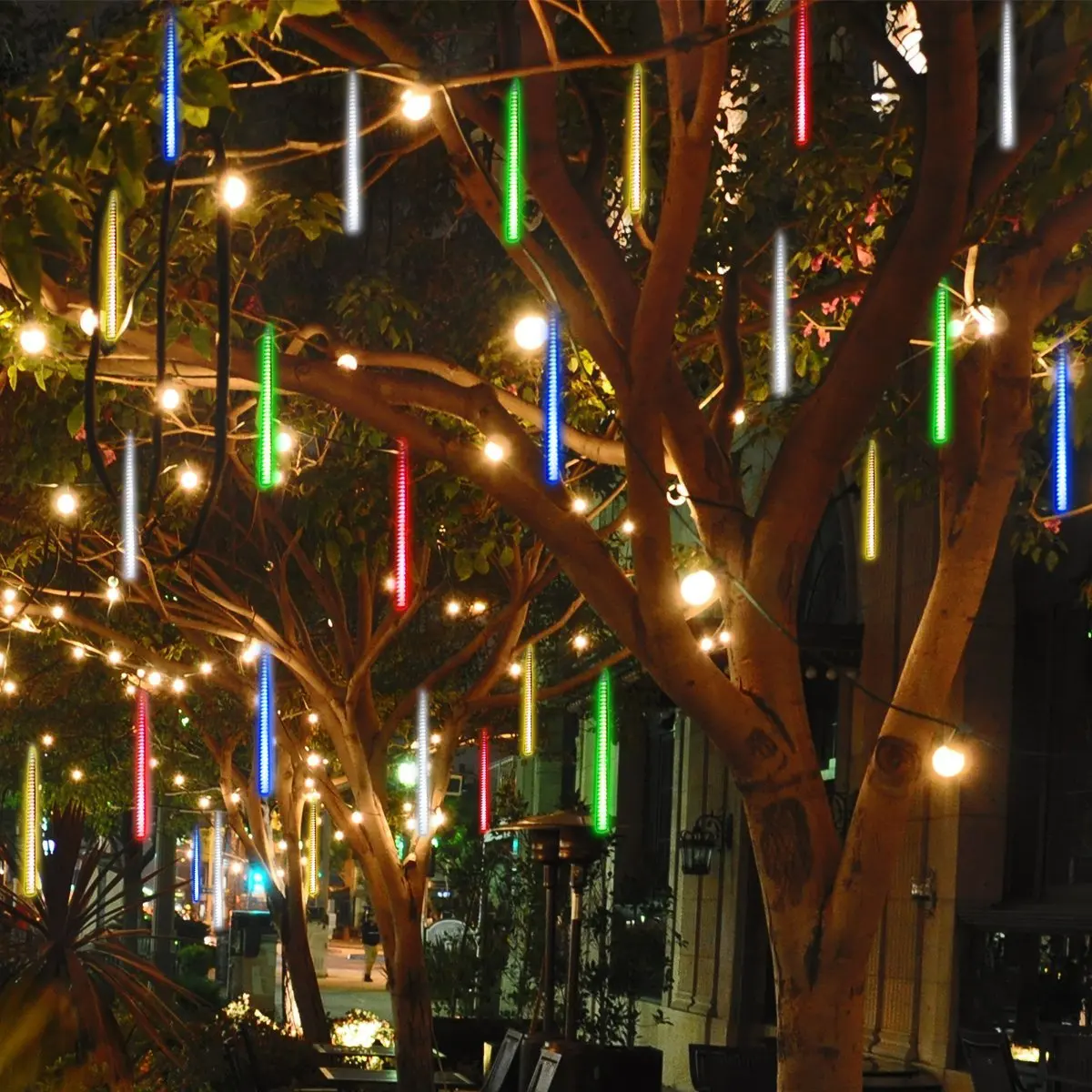 Светодиодная уличная гирлянсветильник на солнечной батарее 8 трубок фонарь