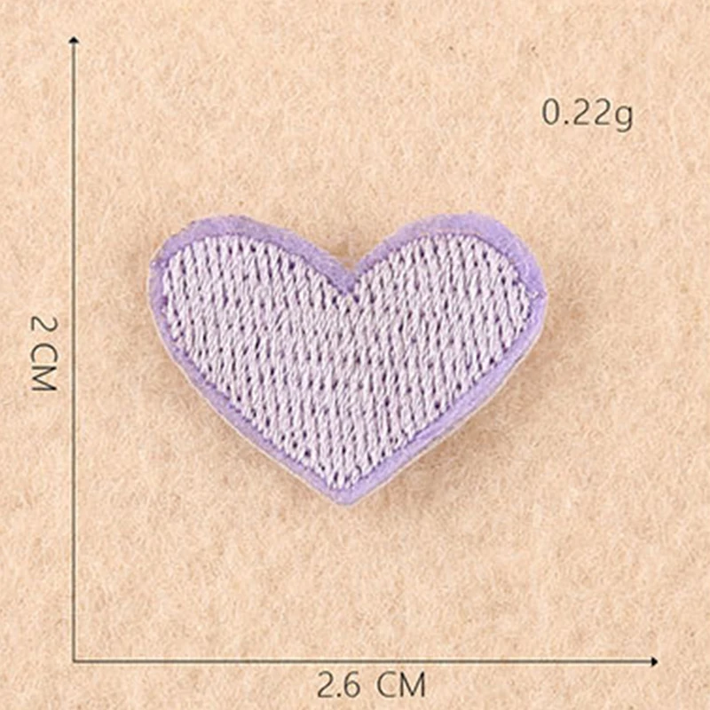 5 шт 20 цветов мини сердце любовь DIY вышитые патч для детей Одежда Обувь мешок украшение ремонт отверстие железа на одежде аппликации - Цвет: Light Purple 5pcs