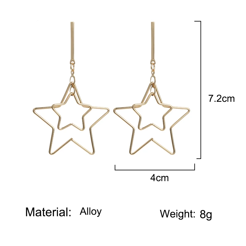 Модные ювелирные изделия женские серьги капельки милые длинные со звездами для